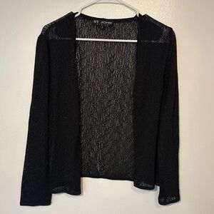 St. John Basics Black Open-Front Cardigan